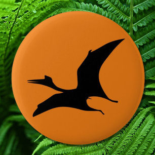 Badge Rond 5 Cm Dinosaure Jurassique Orange
