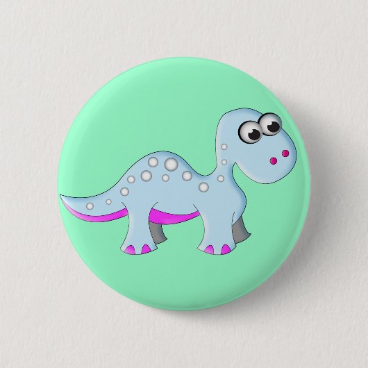 Badge Rond 5 Cm Dinosaure mignon de bande dessinée (Devant)