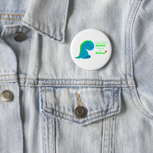 Badge Rond 5 Cm Dinosaure mignon RAWR (En situation)