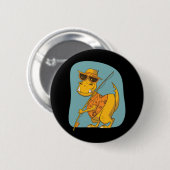 Badge Rond 5 Cm Dinosaure Pêcheur (Devant & derrière)