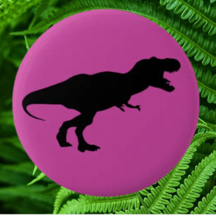 Badge Rond 5 Cm Dinosaure rose