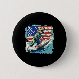 Badge Rond 5 Cm Dinosaure Rouge Blanc Bleu Surfant Pour Juri Patri