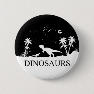 Badge Rond 5 Cm Dinosaure Sous Les Étoiles