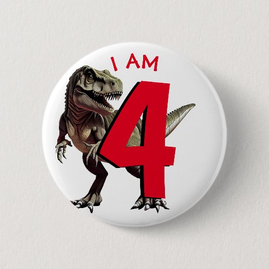 Badge Rond 5 Cm Dinosaure T Rex (Devant)