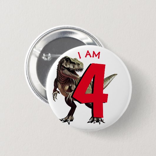 Badge Rond 5 Cm Dinosaure T Rex (Devant & derrière)