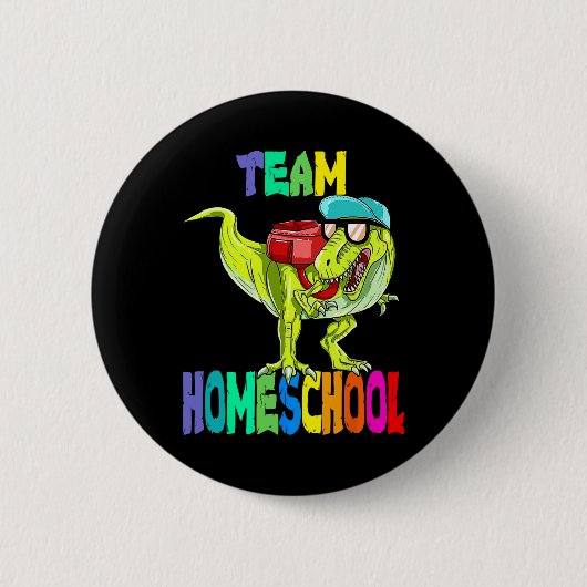Badge Rond 5 Cm Dinosaure T Rex À L'École (Devant)