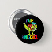 Badge Rond 5 Cm Dinosaure T Rex À L'École (Devant & derrière)