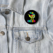 Badge Rond 5 Cm Dinosaure T Rex À L'École (En situation)