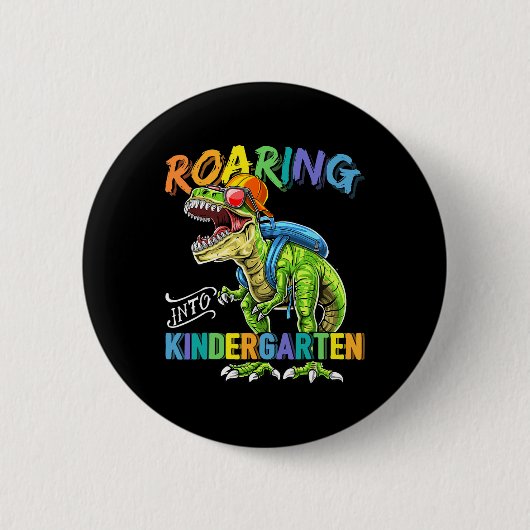 Badge Rond 5 Cm Dinosaure T Rex Ck À L'École B (Devant)