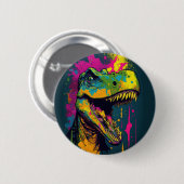 Badge Rond 5 Cm Dinosaure T Rex coloré (Devant & derrière)