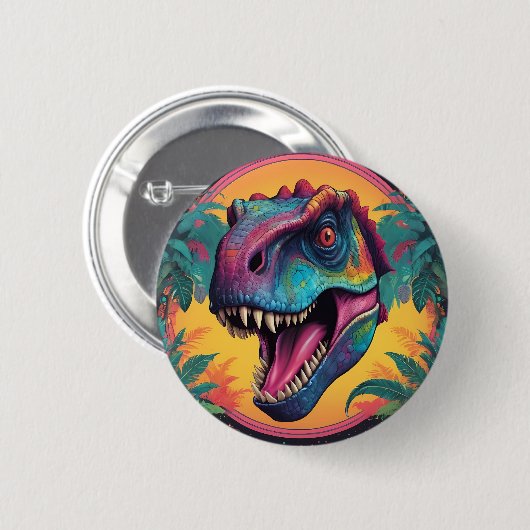 Badge Rond 5 Cm Dinosaure T-Rex Cute (Devant & derrière)