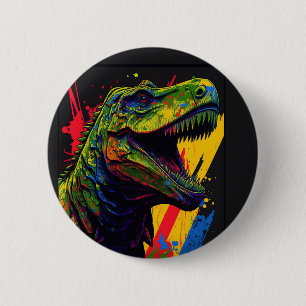 Badge Rond 5 Cm Dinosaure T Rex Enfants colorés