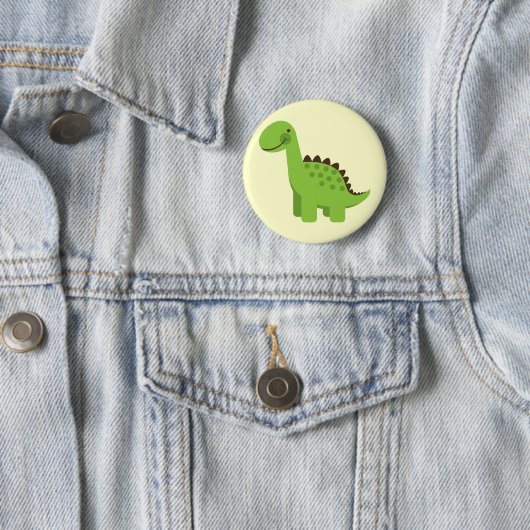 Badge Rond 5 Cm Dinosaure vert mignon (En situation)