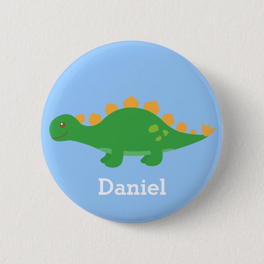 Badge Rond 5 Cm Dinosaure vert mignon de Stegosaurus pour des (Devant)
