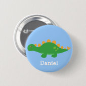 Badge Rond 5 Cm Dinosaure vert mignon de Stegosaurus pour des (Devant & derrière)