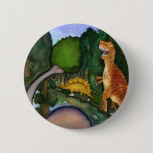 Badge Rond 5 Cm Dinosaures à la crique