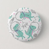 Badge Rond 5 Cm Dinosaures de l'espace, Dinosaures mignons, Navire (Devant)