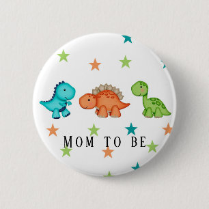 Badge Rond 5 Cm Dinosaures mignons et étoiles Baby shower Maman à