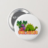 Badge Rond 5 Cm Dinosaures pour enfants (Devant & derrière)