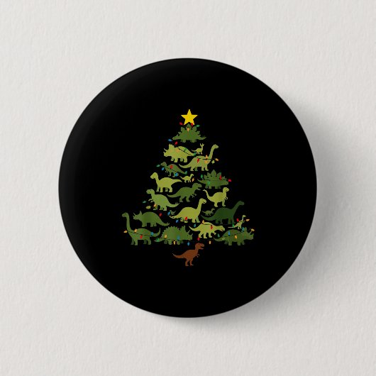 Badge Rond 5 Cm Dinosaurs Christmas Tree Merry Dinomas Funny Famil (Devant)