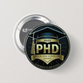Badge Rond 5 Cm Diplôme de doctorat thèse don fer sur (Devant & derrière)