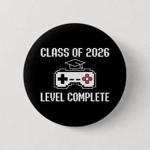 Badge Rond 5 Cm Diplômé de la promotion 2026 Niveau Gaming terminé