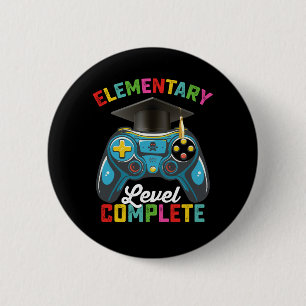 Badge Rond 5 Cm Diplômé de Niveau Élémentaire Jeux de Gamérisation