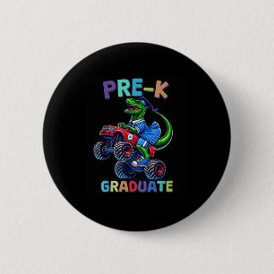 Badge Rond 5 Cm Diplômé de pré-maternelle Camion Monstre Dinosaure