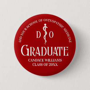 Badge Rond 5 Cm Diplôme d'études Médicales sur l'ostéopathie rouge