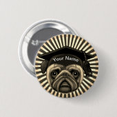 Badge Rond 5 Cm Diplômé Pug   (Devant & derrière)