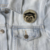 Badge Rond 5 Cm Diplômé Pug   (En situation)