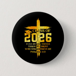 Badge Rond 5 Cm Diplômé senior de la promotion 2026 Christian Grad