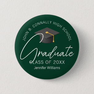Badge Rond 5 Cm Diplômé vert foncé sur mesure 2025 Graduation