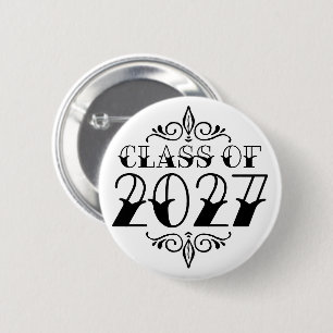 Badge Rond 5 Cm Diplômés de la promotion 2027 de la classe Gris de
