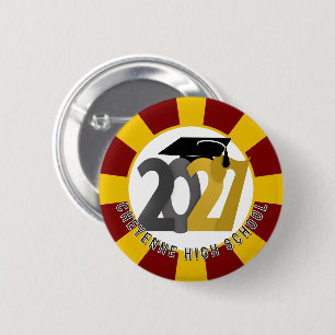 Badge Rond 5 Cm Diplômés de la promotion 2027 Gris Or
