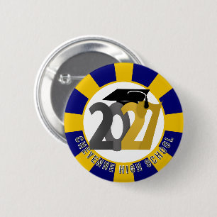 Badge Rond 5 Cm Diplômés de la promotion 2027 Gris Or