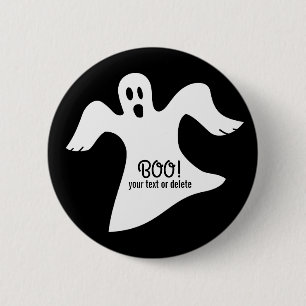 Badge Rond 5 Cm Dire blanc éffrayant de fantôme de Halloween HUE