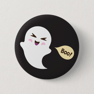 Badge Rond 5 Cm Dire mignon de fantôme de bande dessinée de kawa