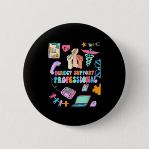 Badge Rond 5 Cm Direct Suprt Professionnel Travailleur Social Rétr