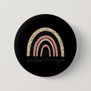 Badge Rond 5 Cm Directeur adjoint Boho Rainbow Leopard Retour à s