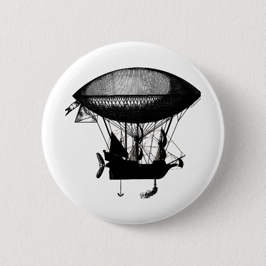 Badge Rond 5 Cm Dirigeable de pirate de Steampunk (Devant)