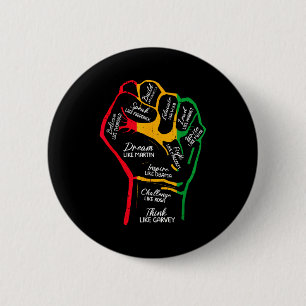 Badge Rond 5 Cm Dirigeants noirs inspirants poing levé main noire