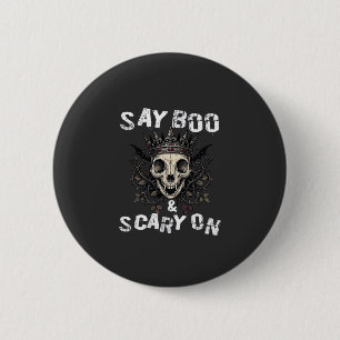 Badge Rond 5 Cm Dis Boo Crâne Épouvantable Couronne Chauve-Souris