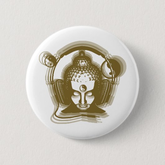 Badge Rond 5 Cm Disc-jockey de Bouddha (Devant)
