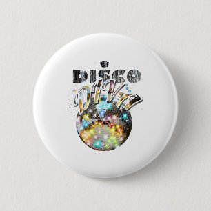 Badge Rond 5 Cm Disco Ball Disco Diva Queen - les années 70 Retro 