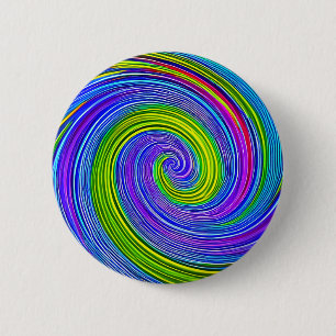 Badge Rond 5 Cm DISQUE HYPNOTIQUE Psychédélique couleur métissant 