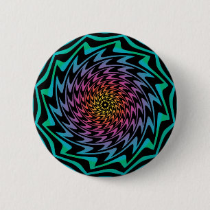 Badge Rond 5 Cm DISQUE HYPNOTIQUE Spirale néon cool zig zag envoût