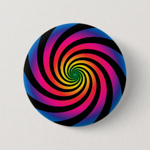 Badge Rond 5 Cm DISQUE HYPNOTIQUE Tourbillon en spirale de couleur