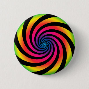 Badge Rond 5 Cm DISQUE HYPNOTIQUE Tourbillon en spirale de couleur