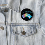 Badge Rond 5 Cm disquette ancienne école (En situation)
